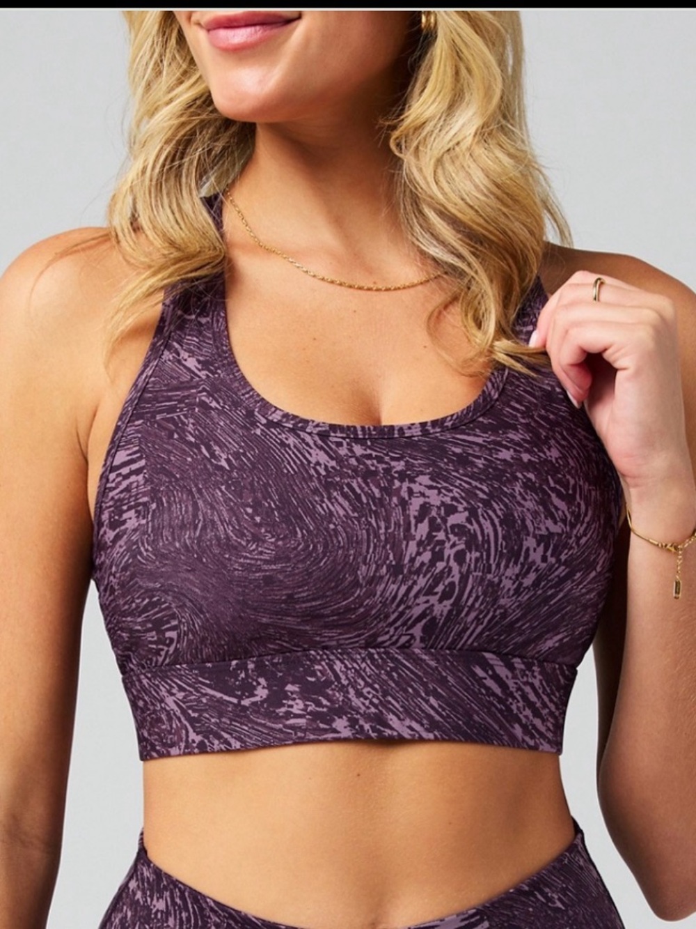 Fabletics Purple Woodgrain Racerback Sports Bra - No Tag (Approx. Size‎ XS/XXS)